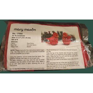 Mary Maxim Yo Yo Cardinals Craft Kit Set Of 6 5" X 3" Red Felt Pom Poms Chenille